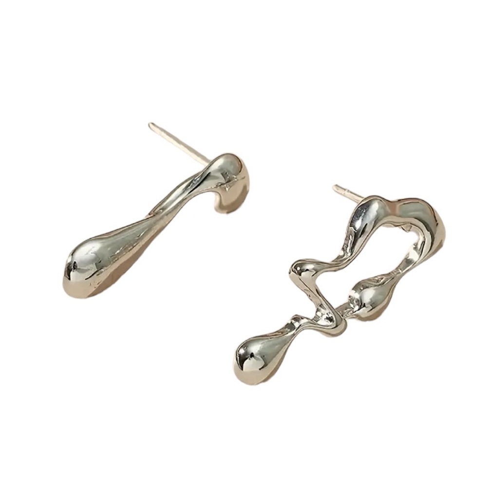 Silver Irregular Abstract Drop Style Earrings - image 2